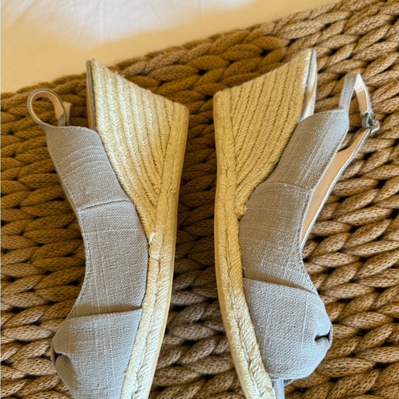 Talbots Women's Gray Wedge Sandals with Bow Coquette Girl Espadrille Slingback - Picture 8 of 10